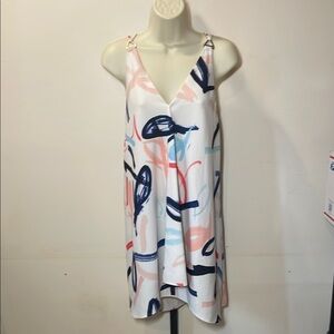 Stylestalker White and Blue Spaghetti Strap Mini Sundress